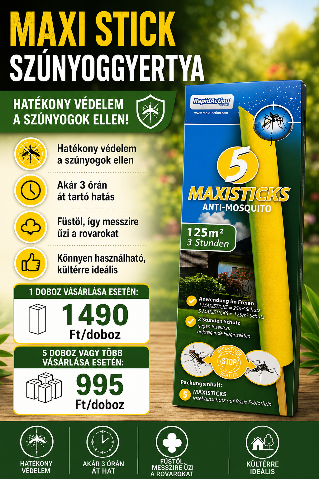 Maxi Stick szúnyoggyertya / szúnyogriasztó füstölő Maxi Stick szúnyoggyertya / szúnyogriasztó füstölő