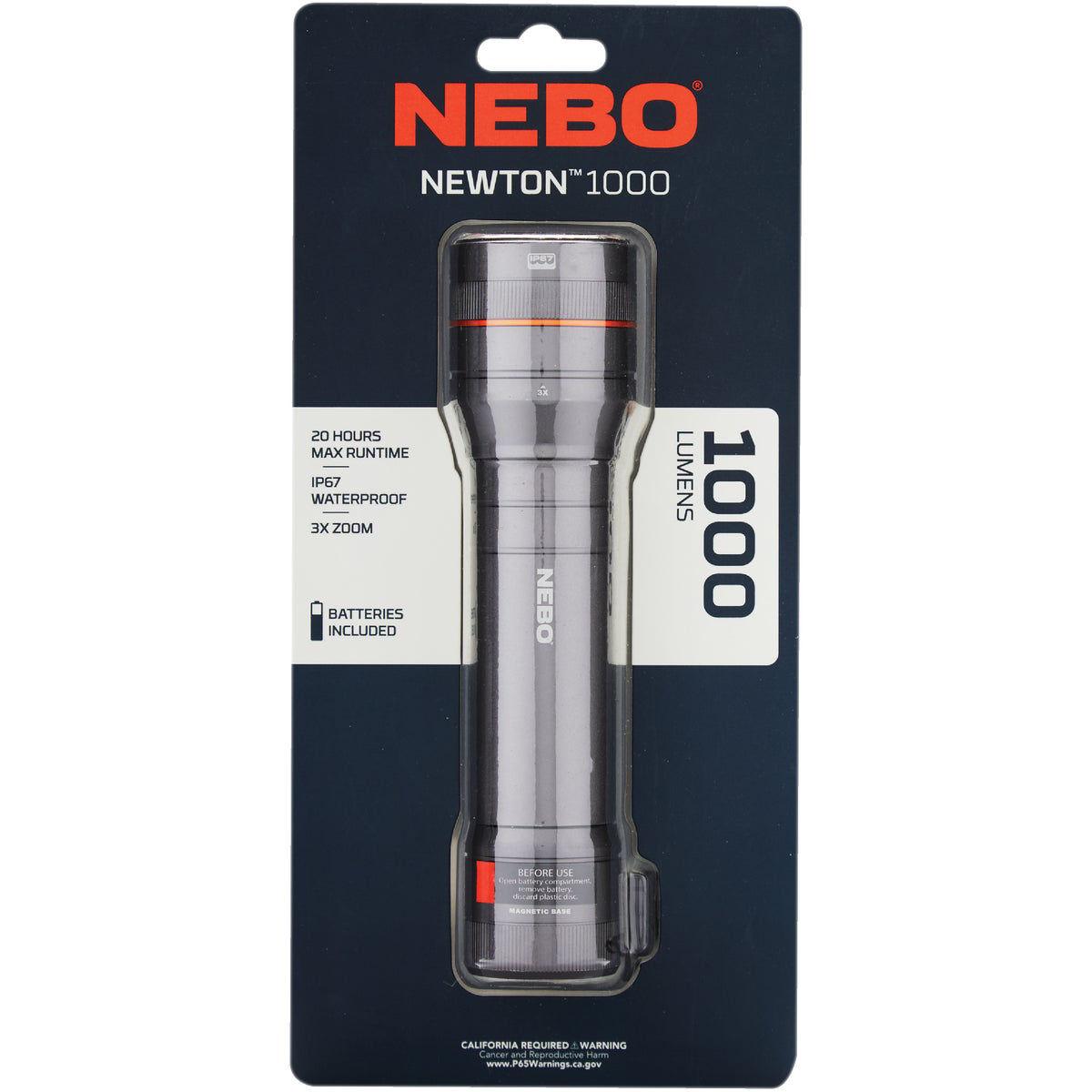 NEBO Newton 1000 LED zseblámpa – 1000 lumen, IP67, 3× zoom