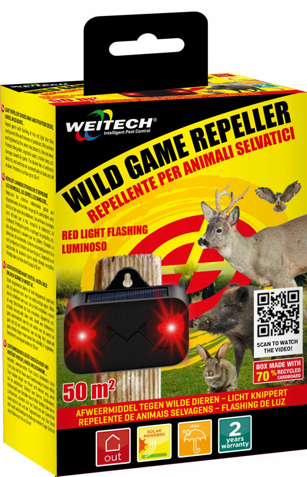 WEITECH Wild Game Repeller napelemes vadriasztó – 50 m²